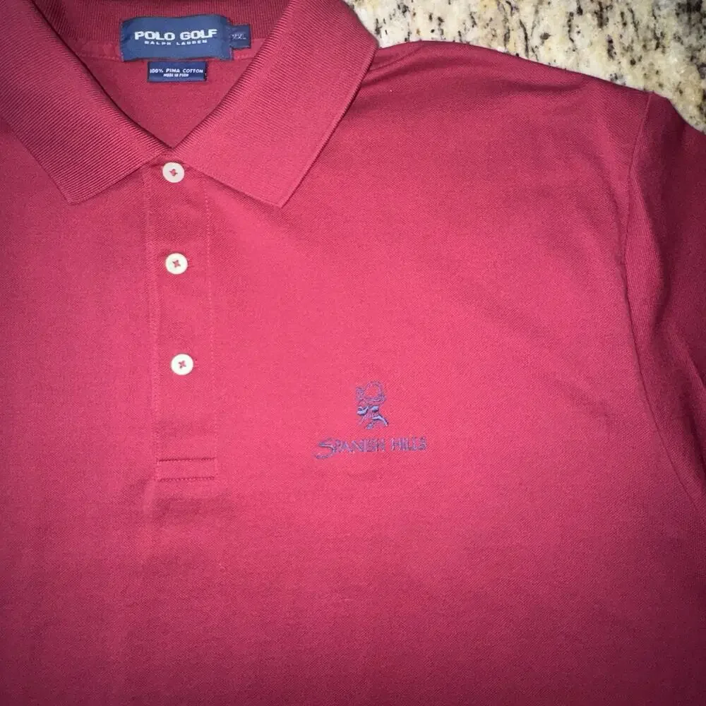 Ralph Lauren Polo Shirt Men's XXlarge Pima Cotton Short Sleeve Red Spanish Hills